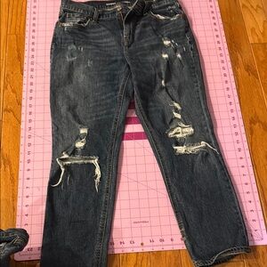 Old Navy Blue Boyfriend Jeans Relaxed Fit Distressed